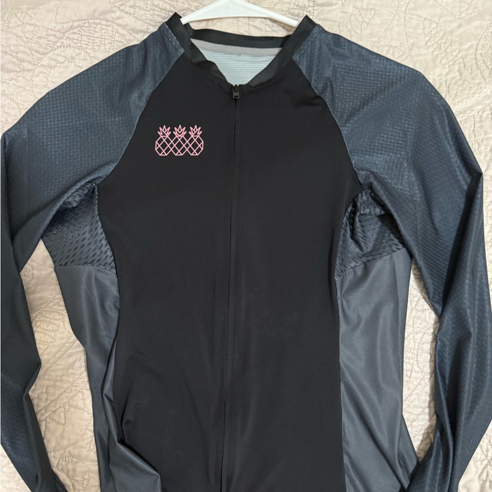 Women's Black and Gray Long Sleeve Jersey